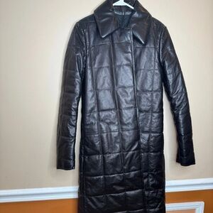 Long Brown Leather Coat